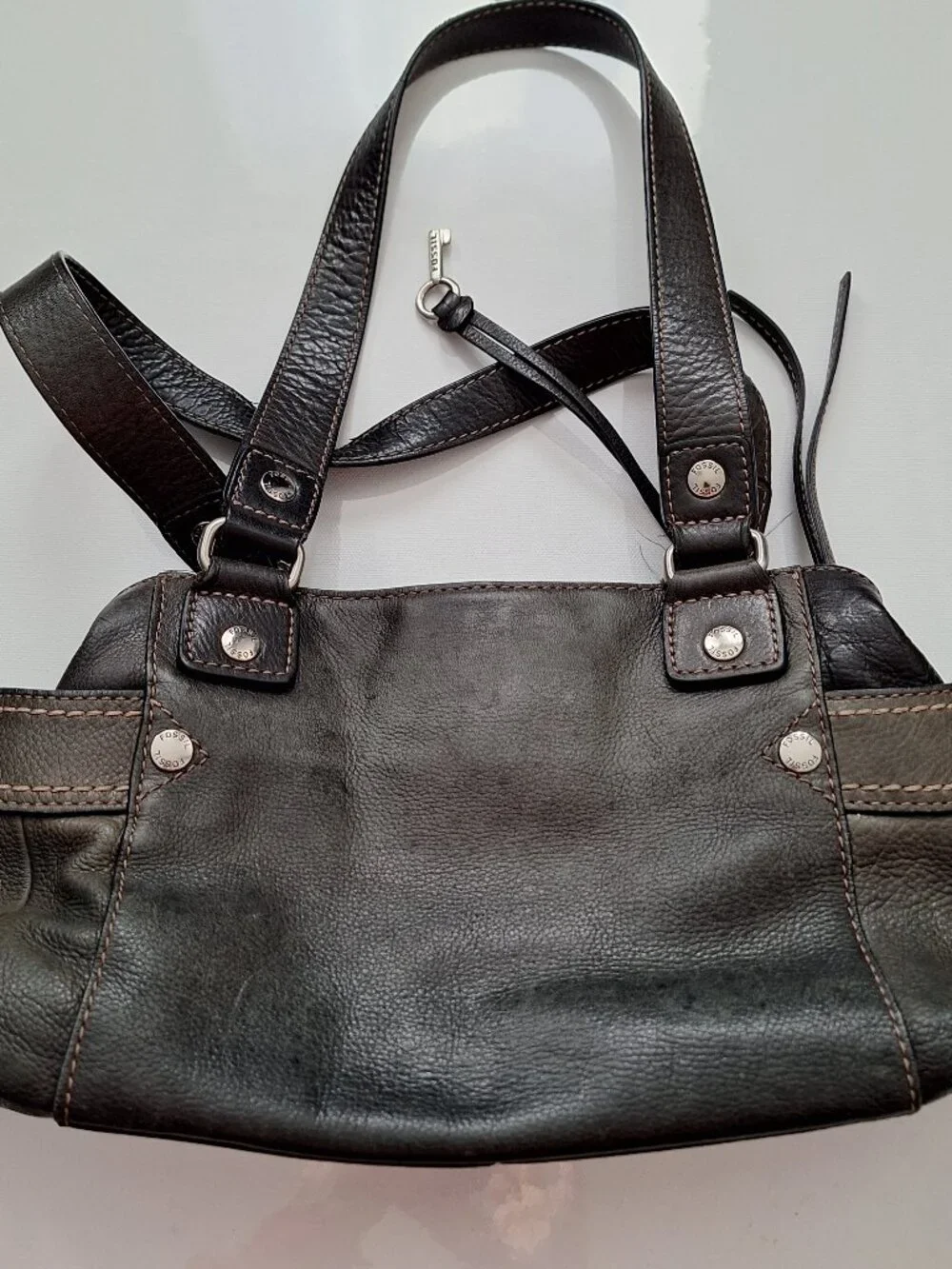 Fossil Genuine Leather Olive Green Bag - Picture 2 of 16